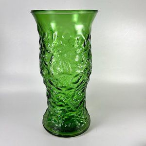 Vintage EO Brody Co Vase Crinkle Textured Green Glass Collectible